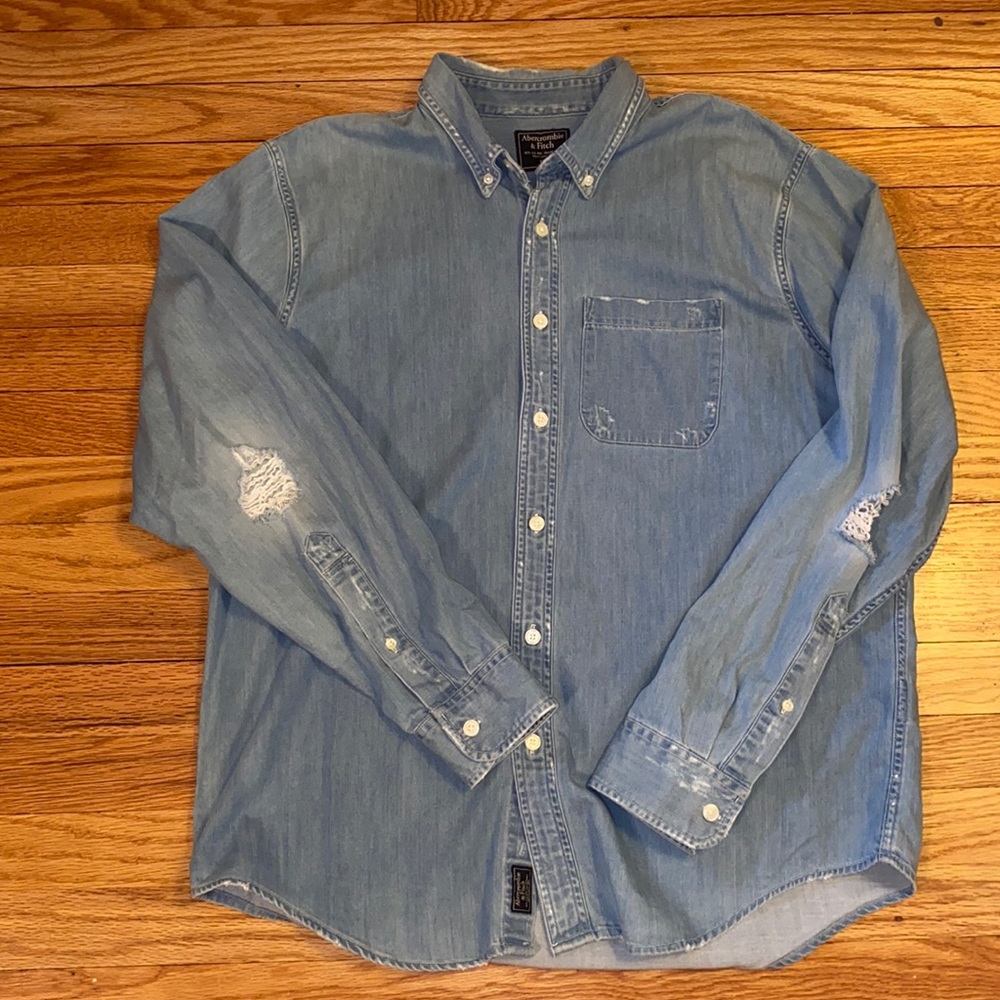 Abercrombie and Fitch distressed denim shirt